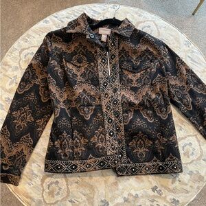 Chico's Black and Brown Embroidered Jacket Size 0 NWT!